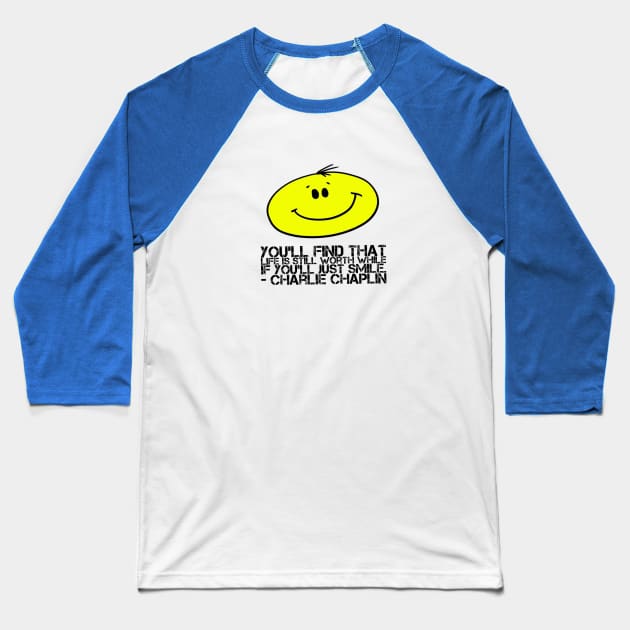 Just Smile Baseball T-Shirt by Yay Verily